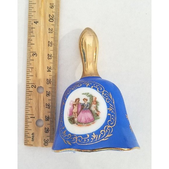 Enesco Dinner Bell Dancing Scene Victorian Blue with Gold Trim Vintage Japan - Picture 4 of 8